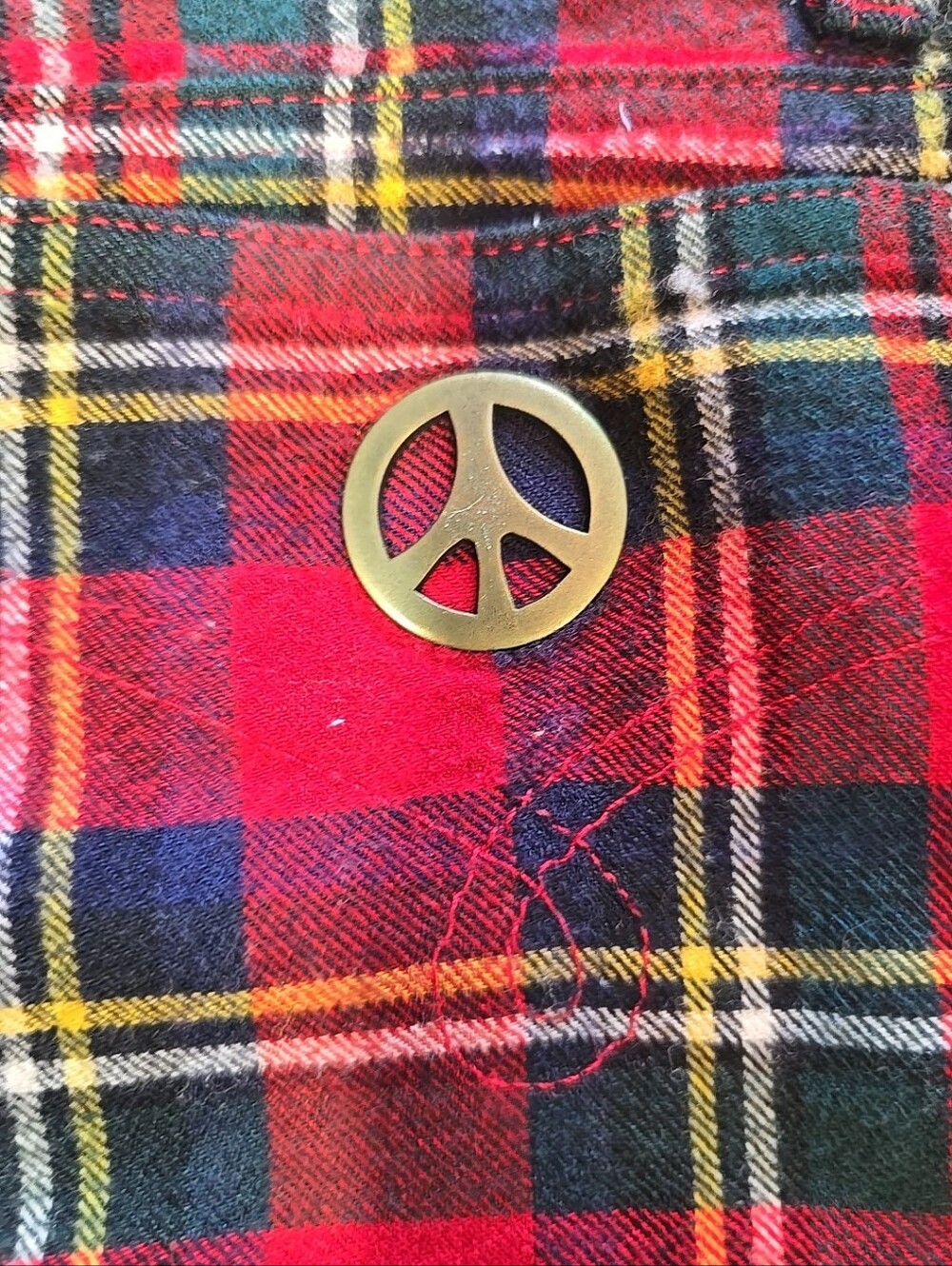 Vintage Moschino Tartan Red Plaid Wool Pants Size 29 - Picture 11 of 12